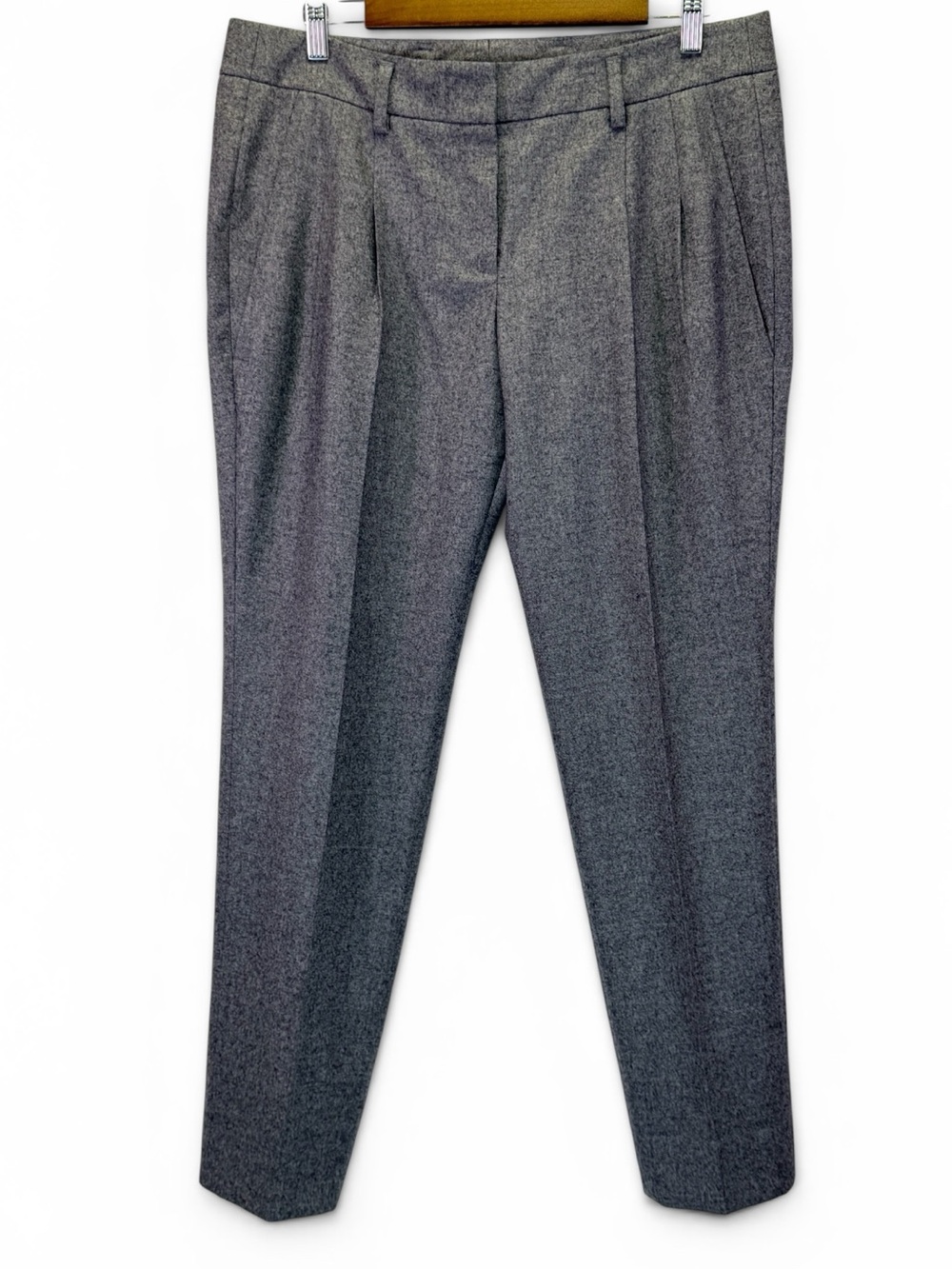 AKRIS Punto Womens Grey Wool Pleated Pockets Tailored Trouser Pant Size 10